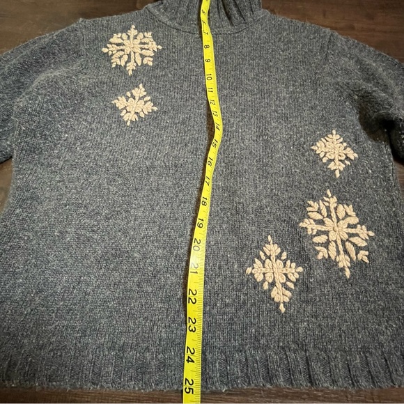 Vintage heathered gray snowflake pullover sweater cowel turtle neck small petite - Picture 2 of 5